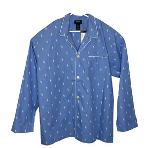 Men's 1XT Polo Ralph Lauren Blue All Over Polo Pajama Sleep Shirt Cotton